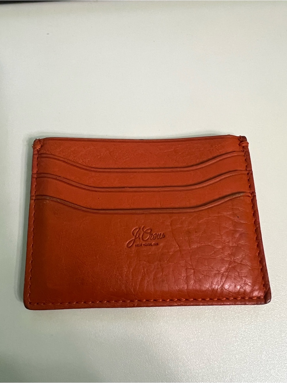 J. Crew Leather Card Wallet in Orange